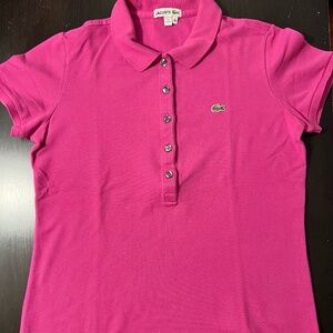 Lacoste Women's Polo Shirt Short Sleeve Size Medium Color Fuscia Pink